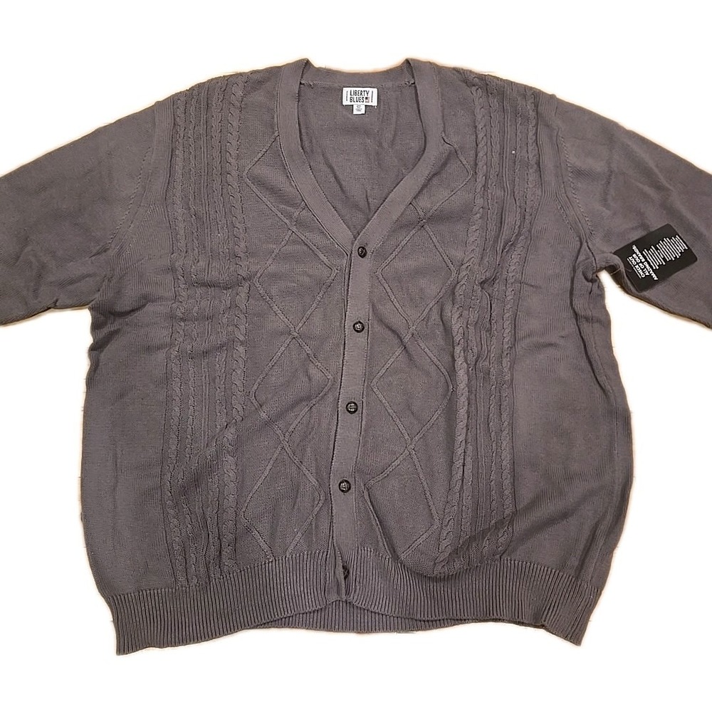 Liberty Blues Men's Cable Knit Cardigan Sweater Size 2XL